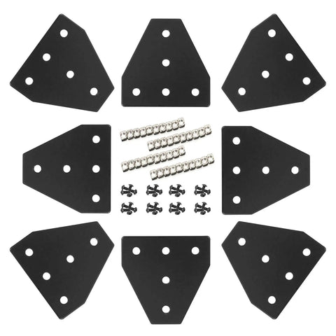 2020 Aluminum Extrusion Connector Bracket Set With 8 Corner Plates One M3 Wrench Forty M5 T Slot Nuts And Forty M5x8mm Hex Socket Cap Screws For 2020 Series Aluminum Profiles And Pro Grade DIY 3D Printer Builds