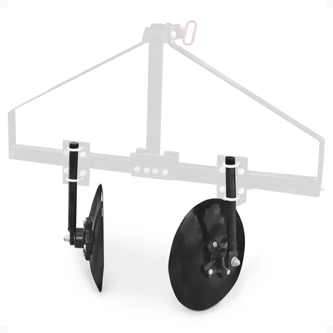 Disc Cultivator Garden Bedder and Hiller for Raised Rows on 3 Point Tractors, dual 14-inch discs, heavy-duty steel
