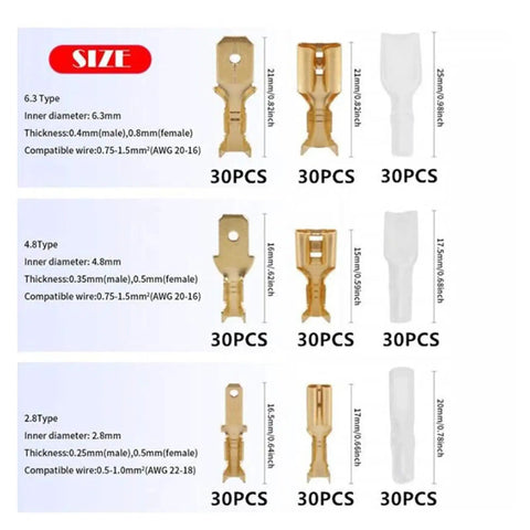 Awesome All-In-One 540 Pc Female Male Electrical Spade Wire Butt Connector Lugs Kit For Battery Starter Cable Splice Crimp Terminals You Know What I Mean, 6.3/4.8/2.8mm