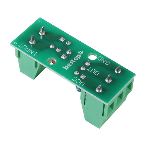 One Channel PC817 Optocoupler Isolation Module for PLC Drives and Motor Control, green circuit board with terminals