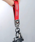 Red Leather Car Keychain For Audi A1 A3 RS3 A4 A5 A6 A7 RS7 A8 Q3 Q5 Q7 R8 With Durable Zinc Alloy Accents in hand