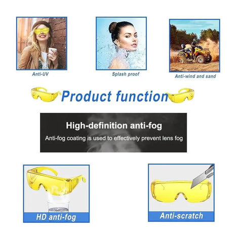 Heavy Duty Anti Fog Yellow Safety Goggles Real Deal Protective Eyewear, high-definition anti-fog and scratch-resistant.