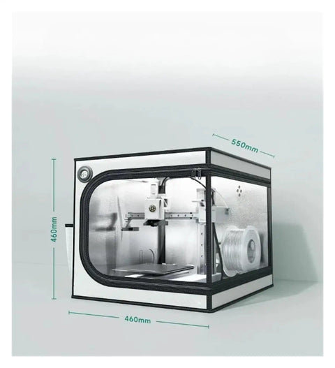 Pro Grade Heavy Duty Enclosure For 3D Printer A1 And A1 Mini With Fireproof Safe Material And Built In LED Light Maintains Stable Temperature For Consistent Prints Large Size For Long Projects, showing dimensions 460mm x 550mm
