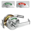 Bathroom Privacy Indicator Handle Lock For Commercial Doors, Large In Use Or Vacant Indicator With Occupancy Status, satin chrome