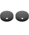 Two round black components from Black Toilet Hardware Kit With Customizable Seat Hardware And Push Buttons, QQ Feet Included.