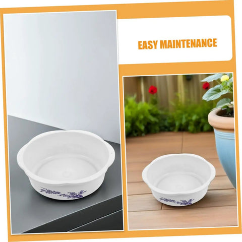 White bowl planter from Four Piece Bowl Planter Set For Water Lilies, Lotus And Daffodils Hydroponic Flower Pots For Indoor Gardens, Low Maintenance, No Fuss Watering, Easy Decor For Home Or Office, Versatile Plant Pot Combo