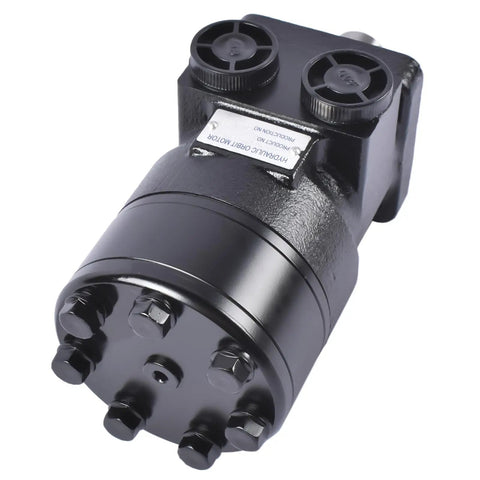 Replacement Hydraulic Motor For H Series Equipment - OE 101-1100-009, 1011100009, 101-1100 Compatible, High Torque And Smooth Rotation, Efficient Power Transmission For Machinery And Heavy Duty Vehicles. Black hydraulic motor with mounting bolts and dual ports