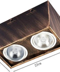 iumLeap Recessed Lighting Housing Trim Kits Wall Mounted Downlights Square Spotlights Led Ceiling Light Ceiling Double Head Light s Retro Vintage Downlight 360°, White Light_7w, dual round LED fixtures in bronze housing.
