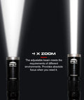 Rechargeable LED Pen Light Flashlight With 300 Lumens, IP67 Waterproof, Pocket Clip, 4 Zoomable Focus Levels And 3 Modes showcasing beam focus
