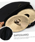 Road Warrior Padded Cymbal Carrying Bag Featuring High Density Foam Padding For Beatproof Drum And Percussion Gear Storage, open with cymbals inside.