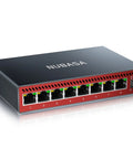 8 Port 2.5Gb Ethernet Switch With 10Gb SFP Uplink, black housing, front view showing ports, designed for NAS, gaming, and PC