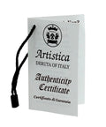 Authenticity certificate for Handcrafted Italian Ceramic Coffee Storage Canister Featuring The Classic Orvieto Blue Rooster Pattern.