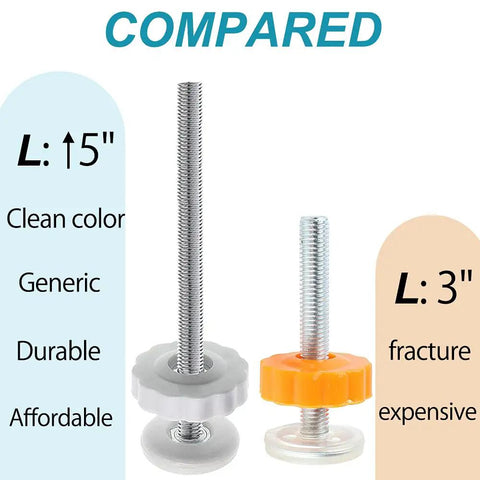 Comparison image of Heavy Duty 4 Pack 8mm M8 Threaded Spindle Rod Kit For Baby Gate Repair with long and short threaded rods.