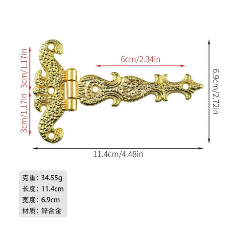 Rotating Concealed Door Hinges 2 Pack For Cabinets And Furniture Fittings, gold color, dimensions 113mm by 69mm, zinc alloy