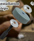 Installation steps for Two Pack Shaft Arbor Extender Kit For Bench Grinders Heavy Duty Steel Spindle Adapters with buffing wheel