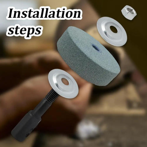 Installation steps for Two Pack Shaft Arbor Extender Kit For Bench Grinders Heavy Duty Steel Spindle Adapters with buffing wheel