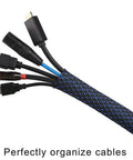 25 Foot One Quarter Inch Cable Management Sleeve Protector Expandable Braided PET Wire Loom cables organized