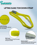 Heavy Duty 2 Pack 2 Inch By 6 Foot Lift Straps Made From 2 Ply Polyester For Hoist And Rigging, showing reinforced eye design.