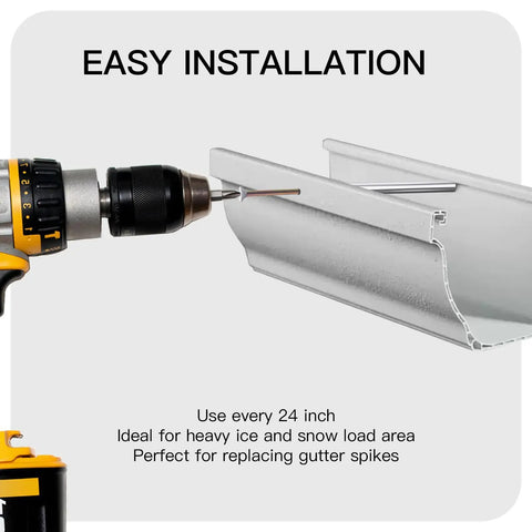 7 Inch Gutter Screws Kit With Stainless Steel Ferrule For 5 Inch Roof Gutters White 10 Pack Rain Gutter Nails And Spacers With Sleeve Diy Friendly Heavy Duty Fix And Easy Home Gutter Repair showing installation into metal gutter with drill.