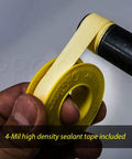 Applying PTFE tape from Five Eighth Inch Flexible Gas Connector Kit Seventy Two Inch Long Stainless Steel SafeGuard Yellow Weatherproof Coating Includes Brass Fittings For Stoves Ranges And Furnaces No Fuss Universal Fit