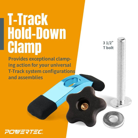 Mini T Track Hold Down Clamps Set Of 4 For Universal T-Track Systems, 3-5/8 Inch Long, 3/4 Inch Wide, Includes 5/16-18 Bolts, Washers, And Knobs