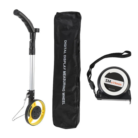 Jauarta Digital Folding Distance Measuring Wheel with Ergonomic Design, compact size with included measuring tape and carrying case.