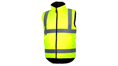 Class 2 Hi Vis Winter Work Vest Xl with reflective strips and zipper, designed for warmth and visibility on job sites.