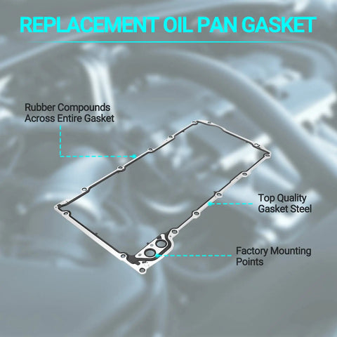 Heavy Duty Oil Pan Gasket For Chevy Gmc Cadillac Ls Vortec Engines 4.8L 5.3L 6.0L 6.2L with rubber compounds and gasket steel.