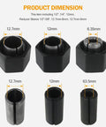 Replacement Collet And Nut Kit With Reducer Sleeves For Drywall Cutout Tools Includes 1/2 Inch, 1/4 Inch, 12mm, product dimensions