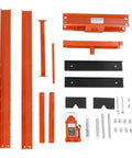 20 Ton Hydraulic H-Frame Shop Press For Home Garage And Pro Shops, components laid out with 20-ton jack and steel frame parts