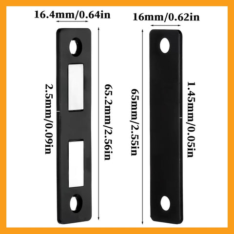 4 Pack Cabinet Magnetic Catches 30 Lb Heavy Duty Door Catches with dimensions shown in stainless steel black finish