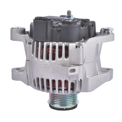 Front view of 110 Amp 12V Alternator Replacement For Hyundai Santa Fe Sonata Kia Optima Sorento L4 2.4L 2.0L Turbo 2010 2014 Drop In Ready With 6 Groove Clutch Pulley And CW Rotation OEM 37300 2G50
