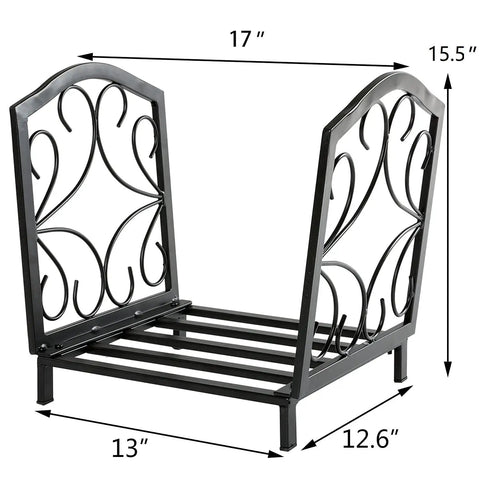 Compact 17 Inch Firewood Rack For Indoor And Outdoor Use Built To Last Wrought Iron Frame Rustproof Powder Coated Finish