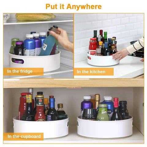 360 Degree Rotating Lazy Susan Turntables Two Size Pack 9 Inch And 12 Inch for kitchen cabinets with non slip organizer