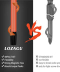 Comparison of impact bit and standard bit features for Six Inch Long Torx Bit Set T7 To T40 Magnetic Security Tamper Proof Star Bits.