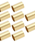 Ten brass pot sleeves (6.35 mm OD, 6.04 mm ID) for converting split-shaft guitar pots.