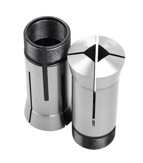 Six Piece Square Collets Set For Milling And CNC Lathe Machining Sizes 0.25 in, 0.3125 in, 0.375 in, 0.5 in, 0.625 in, 0.75 in Hardened Spring Steel Precision Ground 0.0005 in TIR, 1/2 and 5C collets