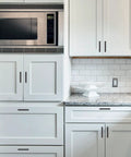 Modern kitchen with Matte Black Cabinet Pulls Set 10 Pack With Knurled Handles 5 Inch Hole Centers Universal Kitchen Cabinet Knobs