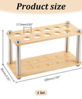 11 Hole Wood Test Tube Rack For 21.5mm Diameter Tubes, shown in burlywood finish with dimensions.
