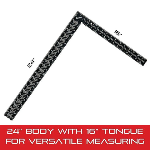 Pro Grade L Shaped Rafter Square With Solid One Piece Construction In Tempered Steel 24 Inch Length Octagonal Measuring Scale
