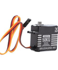 Bad Boy Brushless Digital Servo Featuring Legit Rock Solid Metal Gears And Knockout Torsion Power, showing 50KG unit with waterproof rating.