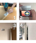 Installation steps showing Heavy Duty 4 Inch French Cleat Picture Hangers Hardware Kit with Z Bar clips for mirror and cabinet.