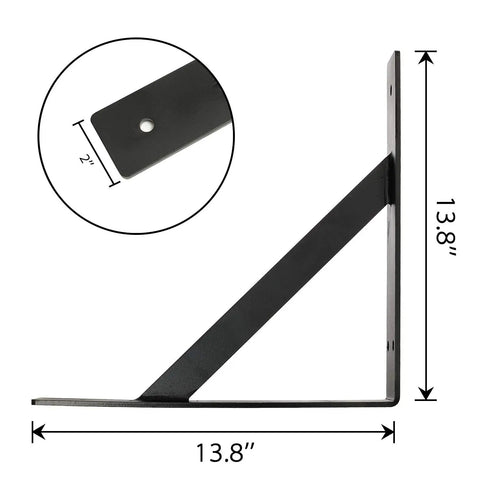 Heavy Duty 14 Inch By 14 Inch Countertop Brackets That Mount To Walls Right Angle Shelf Supports for bar tops, solid black design