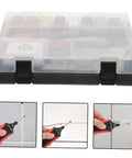 Tile Repair Kit For Porcelain And Marble Color Wax Blocks with tools in a clear case and usage on tile surfaces
