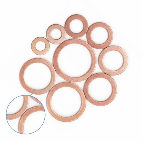 Heavy Duty Copper Washer Set 50 To 200 Pcs Gasket Kit M4 To M14 For Sump Plugs And Automotive Repairs Heat Resistant Copper Ring Seals Universal Fit And Durable Copper Washers, assorted sizes