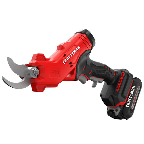 Cordless Electric Pruner With 2 Ah Battery And Charger Included For Heavy Duty Gardening, shown with sharp blades.