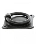 Premium Mission Style Wrought Iron Cabinet Ring Pull 2 Inch Antique Drop Handle on square plate with matte black finish.