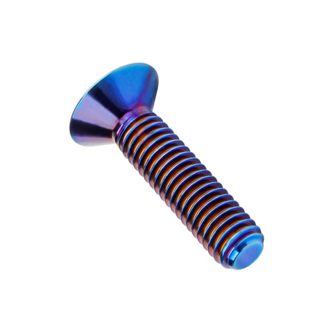 Burnt-blue titanium Torx countersunk bolt, flat head, M6x25mm