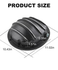 Rear Differential Cover For 10-Bolt Diffs With 8.5 Inch And 8.6 Inch Ring Gear, Fits Chevy GM Silverado 1500 Buick 1964 And Up, Black Die Cast Aluminum Cover With Girdle Gasket, Bolts, Drain Plug, showing dimensions 10.43in x 11.02in x 0.35in