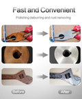 Comparison of tools before and after using 60 Piece Sanding Discs Set For Die Grinder 2 Inch Quick Change Discs With Quarter Inch Shank Holder Pro Grade For DIYers Aluminum Oxide Nylon SiC Zirconium Oxide Mix Includes Grits For Rust Removal Paint Stripping Surface Conditioning And Finishing showing rust removal and surface polishing.